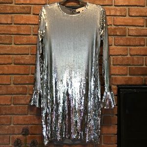 Michael Kors sequin bell sleeve sheath dress size L
